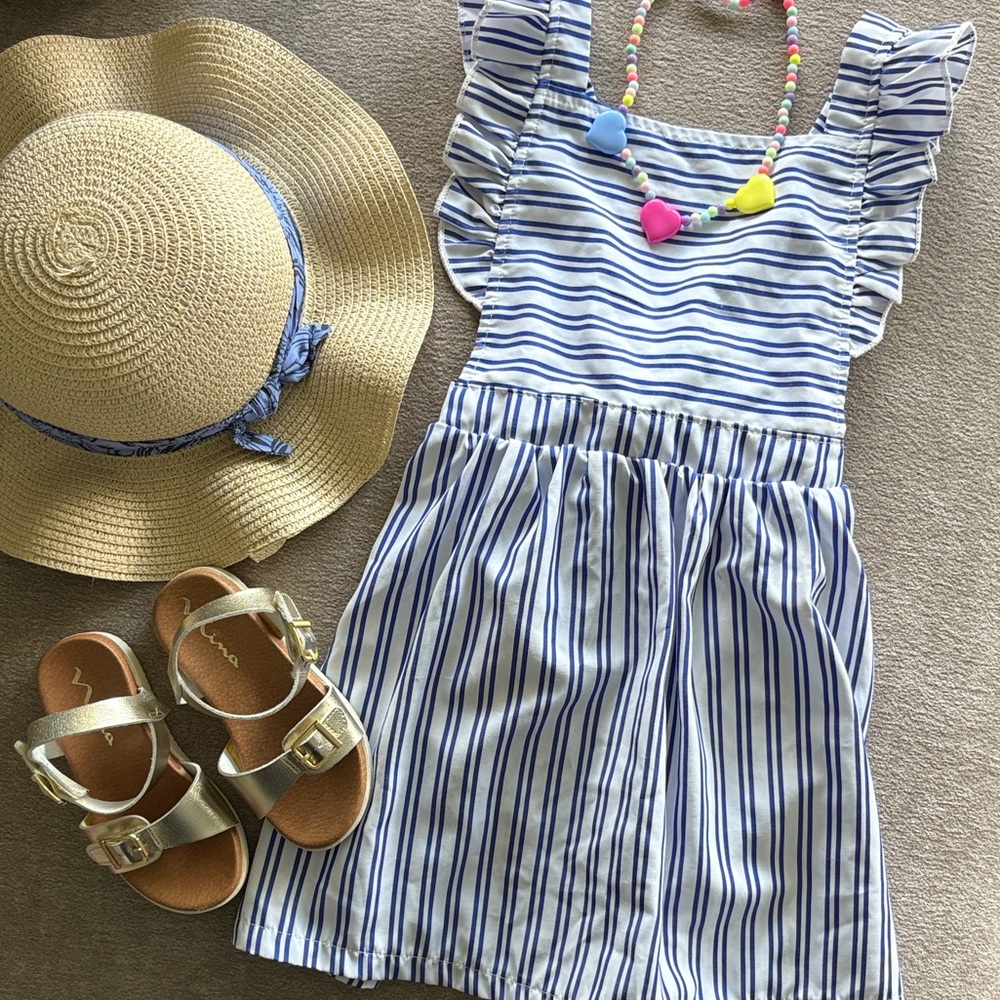 Striped Dress with Ruffle Sleeves